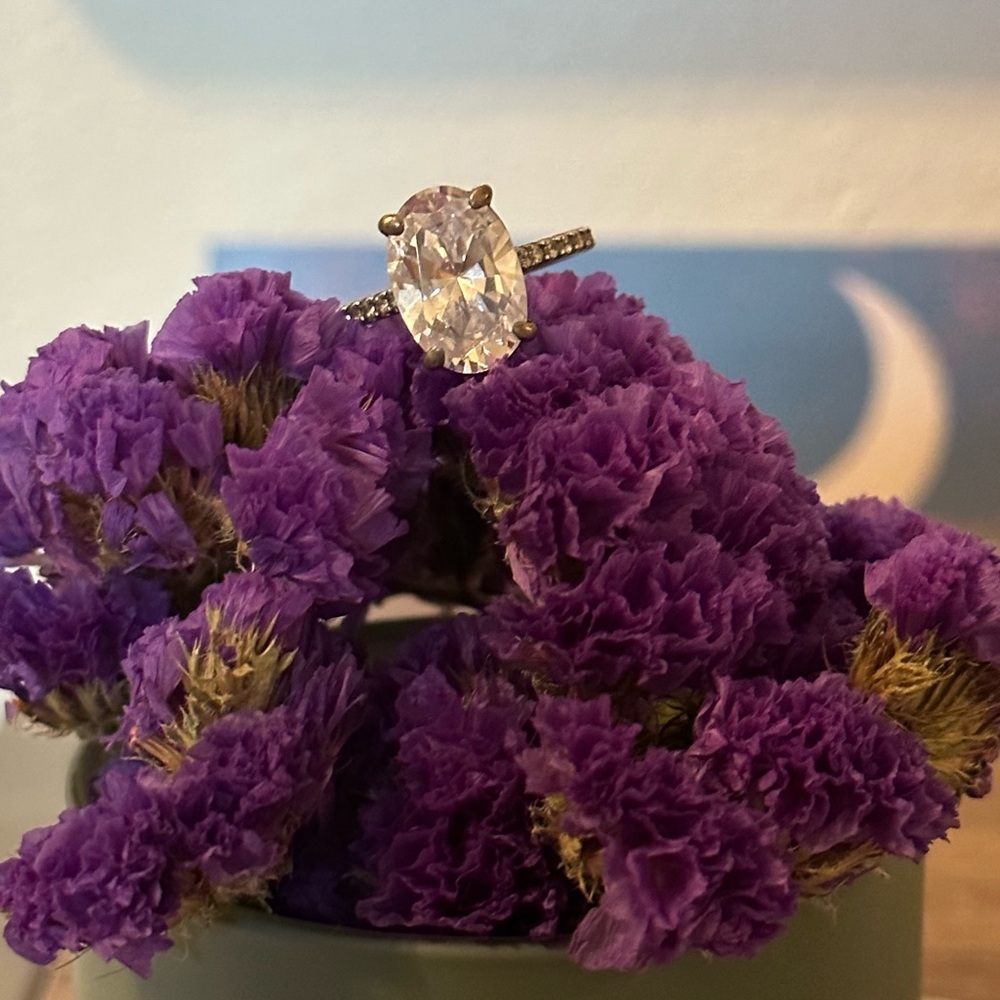 Classic Oval Cubic Zirconia Solitaire Ring - Silver